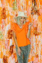 Load image into Gallery viewer, GAME DAY - RUFFLE SLEEVE STICH DETAIL TOP
