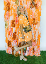 Load image into Gallery viewer, Gameday Polka Dot Puff Sleeve Dress | ORANGE/WHITE
