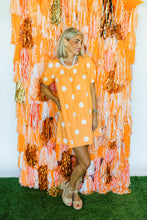 Load image into Gallery viewer, Gameday Polka Dot Puff Sleeve Dress | ORANGE/WHITE
