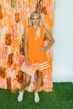 Load image into Gallery viewer, GAME DAY - SLEEVELESS COLLARED HALF ZIP RUFFLED KNIT MINI DRESS
