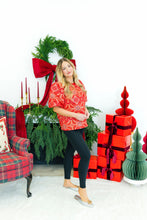 Load image into Gallery viewer, Gilded Holiday Red &amp; Gold Blouse
