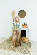 Load image into Gallery viewer, Brown Metallic Pleated Maxi Skirt
