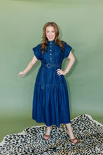 Load image into Gallery viewer, Dark Denim Dress w/gold buttons
