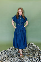 Load image into Gallery viewer, Dark Denim Dress w/gold buttons
