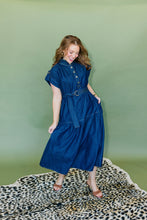 Load image into Gallery viewer, Dark Denim Dress w/gold buttons
