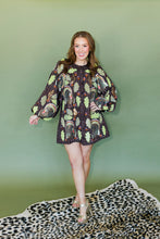 Load image into Gallery viewer, QOS  Brown Plaid Turkey &amp; Leaves Button Up Long Sleeve Dress
