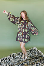 Load image into Gallery viewer, QOS  Brown Plaid Turkey &amp; Leaves Button Up Long Sleeve Dress
