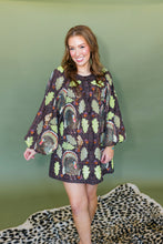 Load image into Gallery viewer, QOS  Brown Plaid Turkey &amp; Leaves Button Up Long Sleeve Dress
