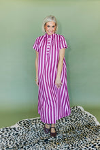 Load image into Gallery viewer, Stand High Neck Stripe Midi Dress
