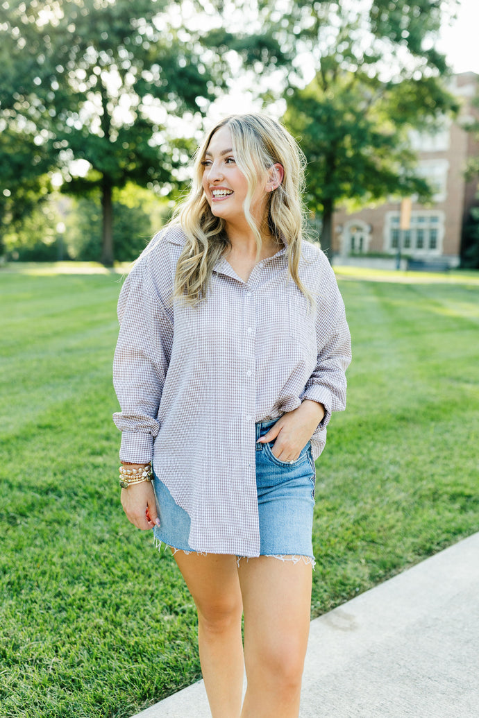 Crunchy Leaves Brown Button Up