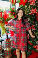 Load image into Gallery viewer, Collared Button Down Plaid Sequins Dress
