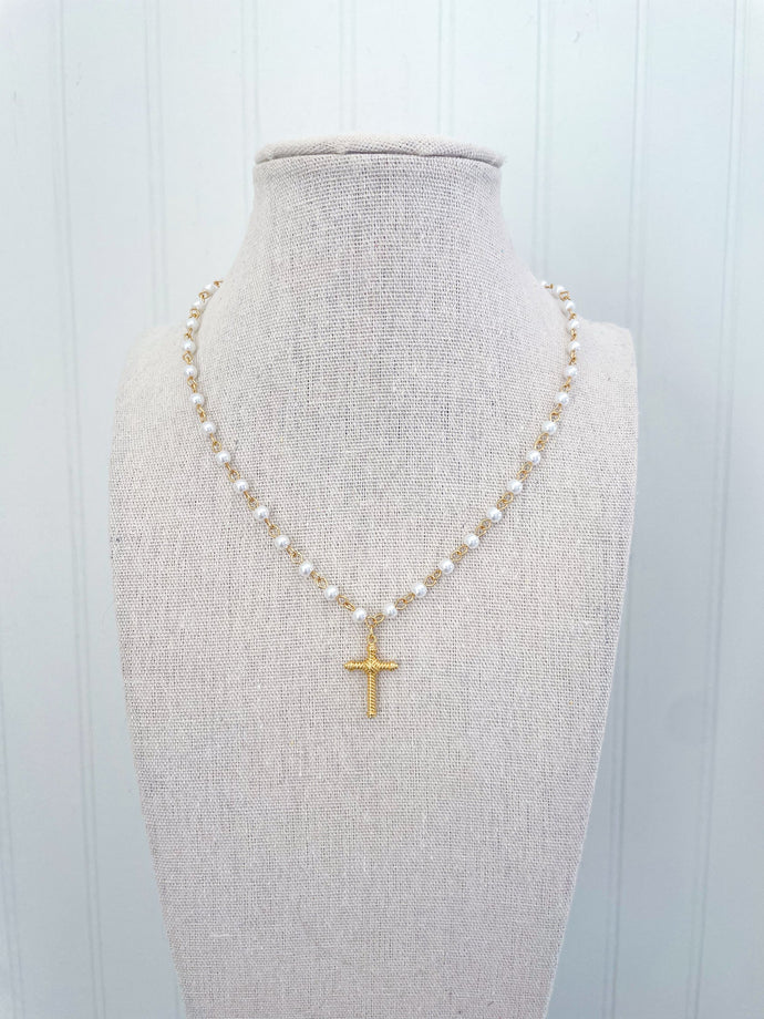Cola Pearl Cross Necklace