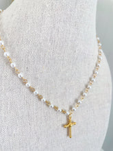 Load image into Gallery viewer, Cola Pearl Cross Necklace

