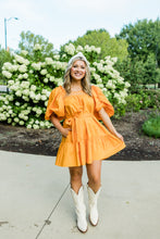 Load image into Gallery viewer, True Tennessee Orange Puff Sleeve  Dress
