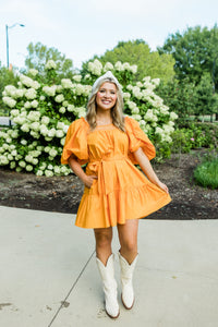 True Tennessee Orange Puff Sleeve  Dress