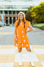 Load image into Gallery viewer, Orange Star Ruffle Sleeve Dress
