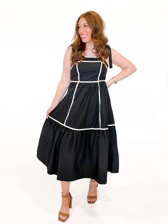 Dancing In The Moonlight Black Bow Tie Midi