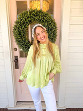 Load image into Gallery viewer, Karlie Satin Pleat Button Up
