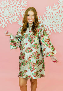 Red ,Green, & Gold Button up Kaftan