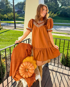 Whispers Of Fall Caramel Dress