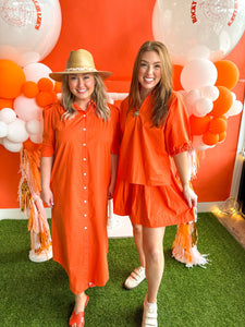 Orange Pinstripe Top