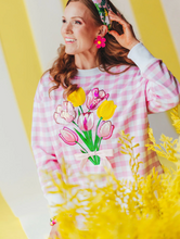 Load image into Gallery viewer, Pink Gingham Bouquet Sweatshirt
