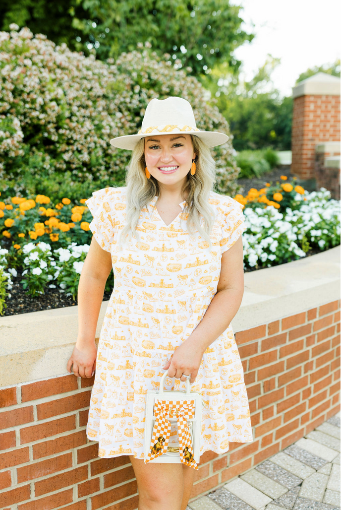 The Team Toile Flutter Sleeve Dress | Tennessee