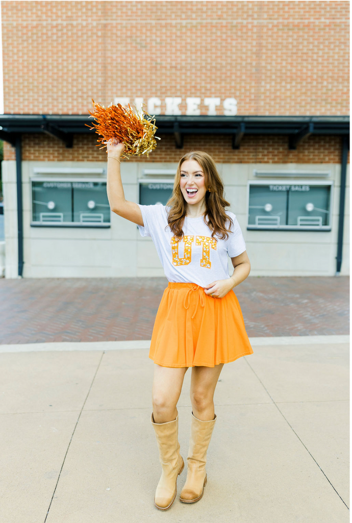 Orange & Old School UT  Rhinestone Tee