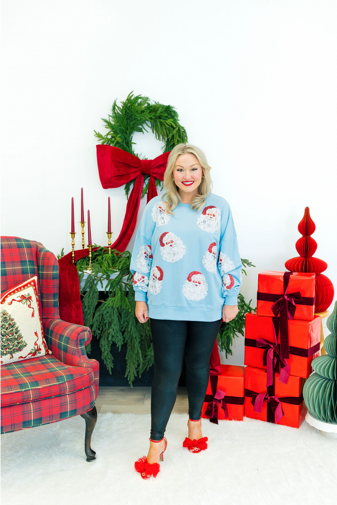 Blue Christmas Santa Sweatshirt