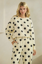 Load image into Gallery viewer, Cream/Black Polka Dot Sweatsuit
