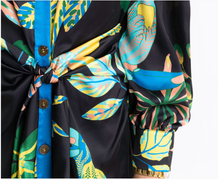 Load image into Gallery viewer, Karlie Toucan Jungle Knot Tie Satin Dress
