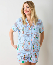 Load image into Gallery viewer, Print Fresh Blue Champagne PJ Set
