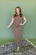 Load image into Gallery viewer, THML Mocha Polka Dot Skirt Sweater Set
