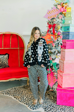 Load image into Gallery viewer, Black &amp; White Polka Dot Nutcracker in QOS Button Up Cardigan
