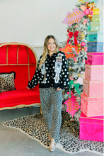 Load image into Gallery viewer, Black &amp; White Polka Dot Nutcracker in QOS Button Up Cardigan

