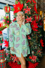 Load image into Gallery viewer, Queen of Sparkles Green Gingham Christmas Tree Cookies Cotton Dress
