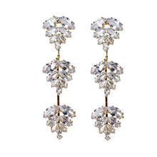 Load image into Gallery viewer, Gold Palm Diamond Drop Holiday Earrings
