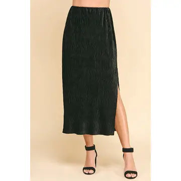 Holiday Glam Textured Black Skirt