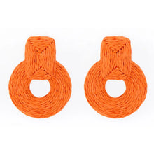 Load image into Gallery viewer, Round Raffia Drop Earrings
