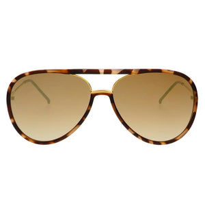 Shay Aviator Matte Tortoise Gold Mirrored Sunglasses