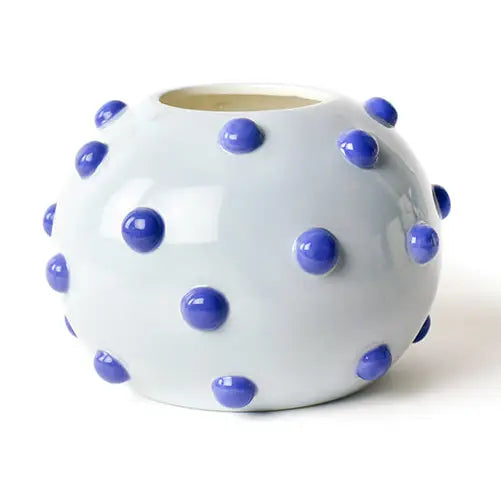 Iris Blue Large Round Vase with Decorative Knobs