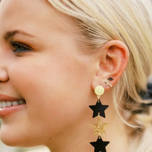 Taylor Shaye Black and Gold Star Earrings