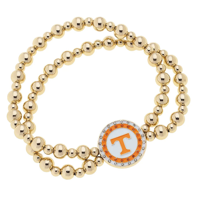 Tennessee Vols Pave Disc 2-Row Ball Bead Stretch Bracelet