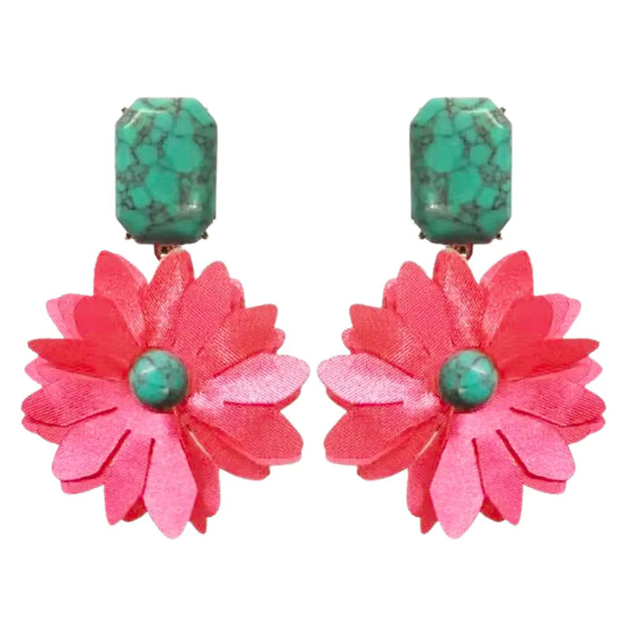 Brianna Cannon Pink & Turquoise Flower Earrings