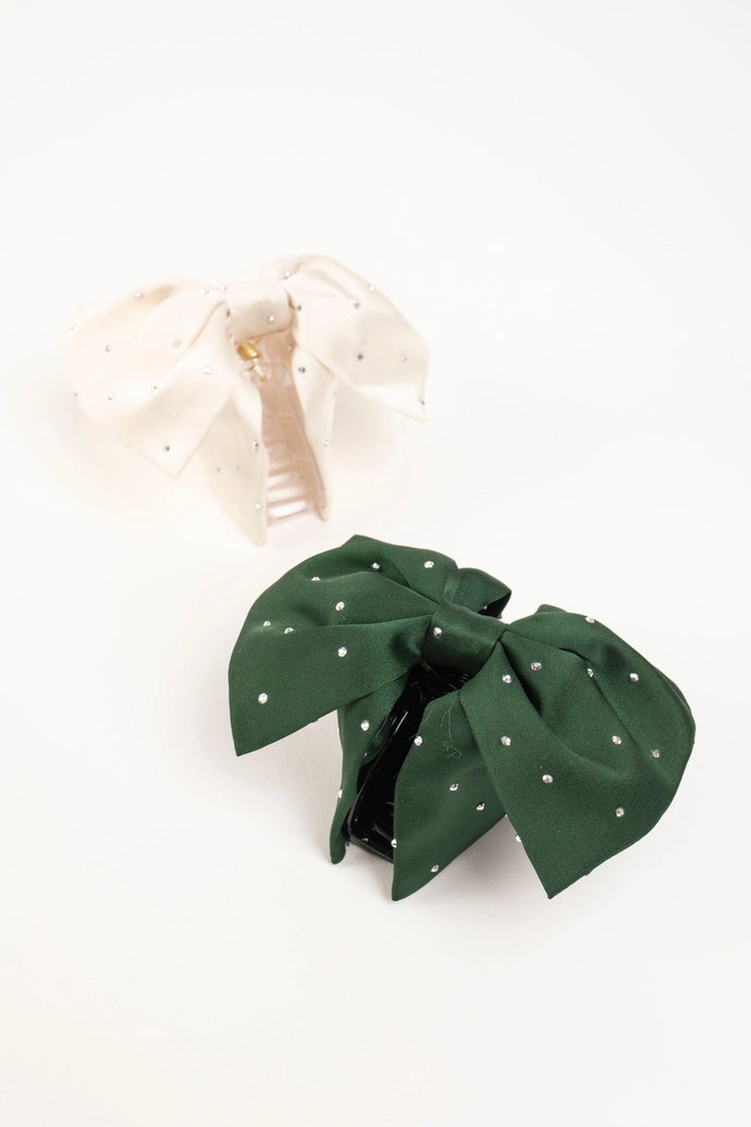 Holiday Satin Bow Claw Clip