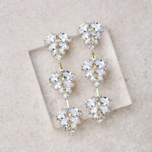 Load image into Gallery viewer, Gold Palm Diamond Drop Holiday Earrings
