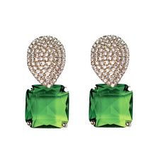 Load image into Gallery viewer, Retro Pave Crystal and Peridot Gum Drop Earrings
