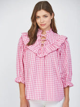 Load image into Gallery viewer, Love At First Gingham Ruffle Top
