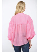 Load image into Gallery viewer, Pink &amp; Pinstripes Bubble Blouse
