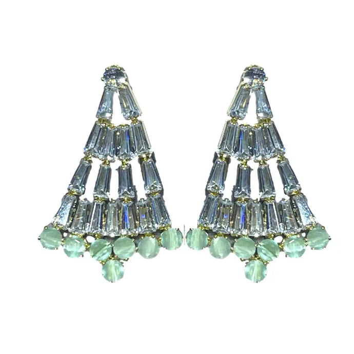 Crystal and Chalcedony Christmas Tree Holiday Earrings